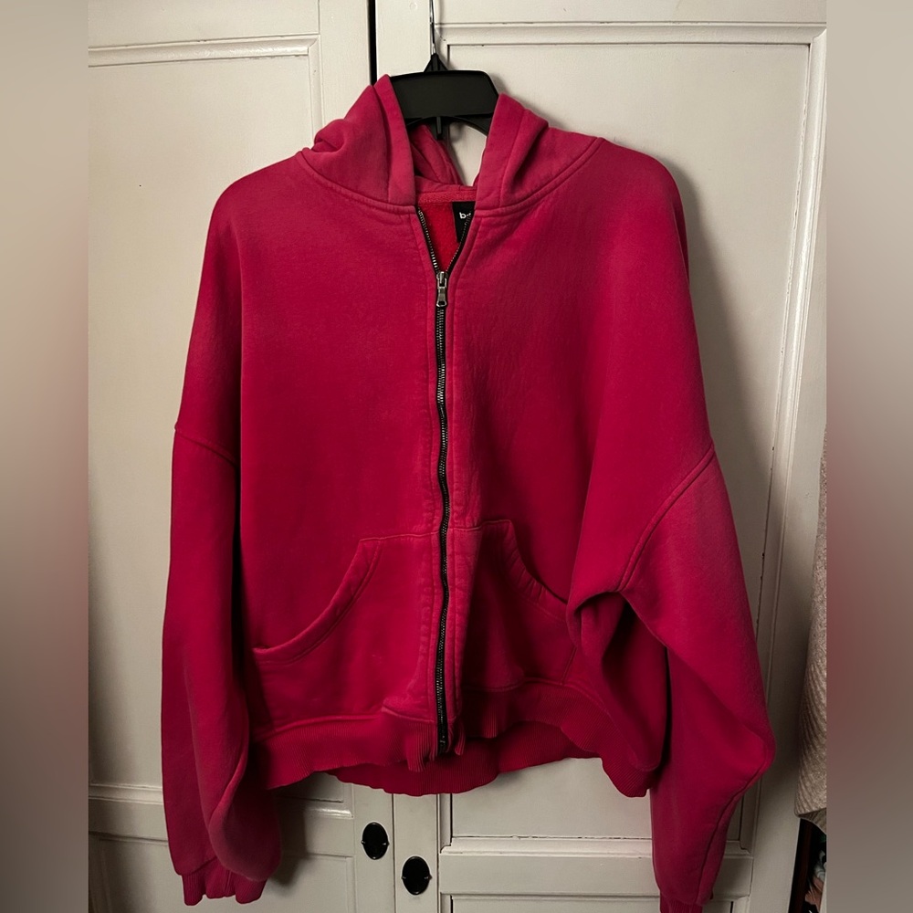 Boyfriend Zip-Up Hoodie pink